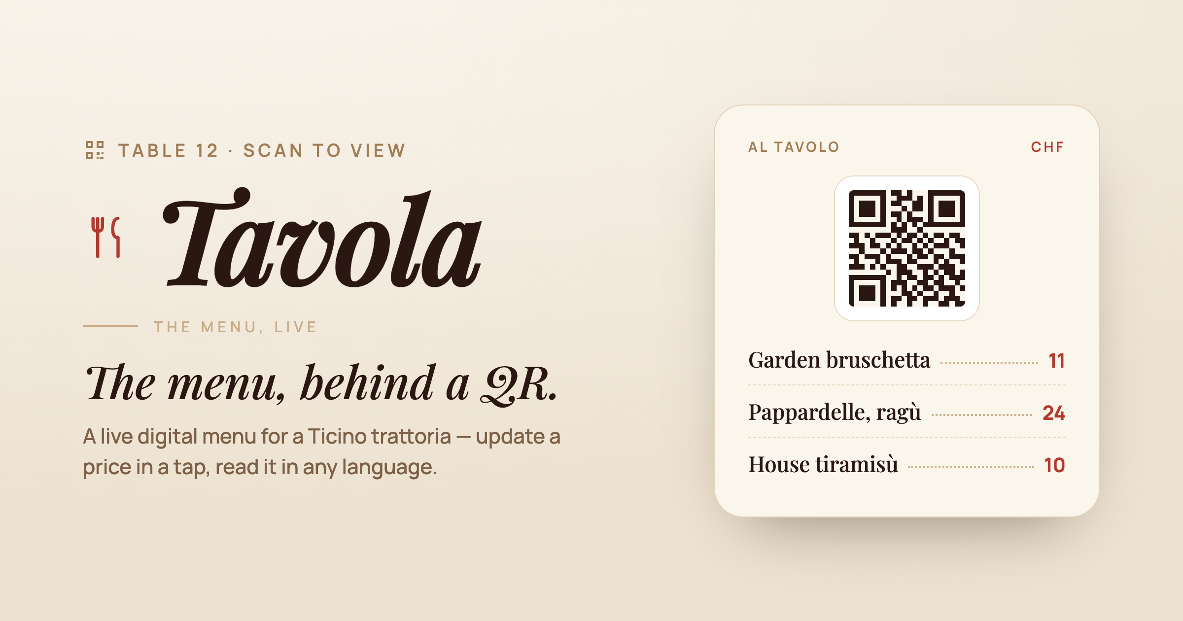 Tavola — Restaurant · QR menu